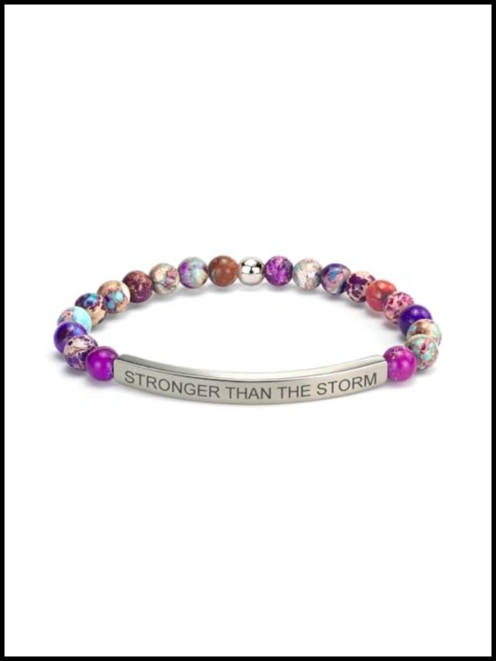 Imperial Jasper Christian Bracelet 18K Gold Plated Bible Verse Jewelry Stretch